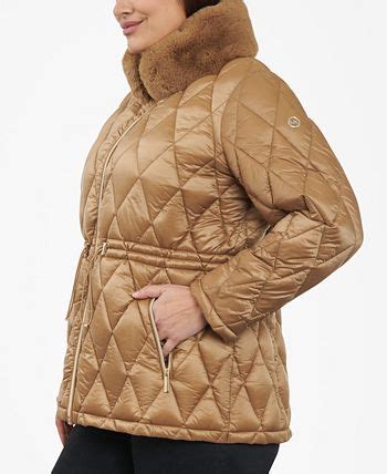 michael michael kors women's quilted faux-fur-collar anorak puffer coat|michael kors nylon puffer jacket.